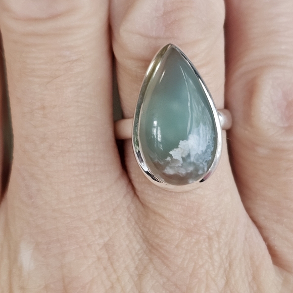 Genuine Aqua Crysoprase Ring in Sterling Silver Size 7! NEW - Picture 4 of 6